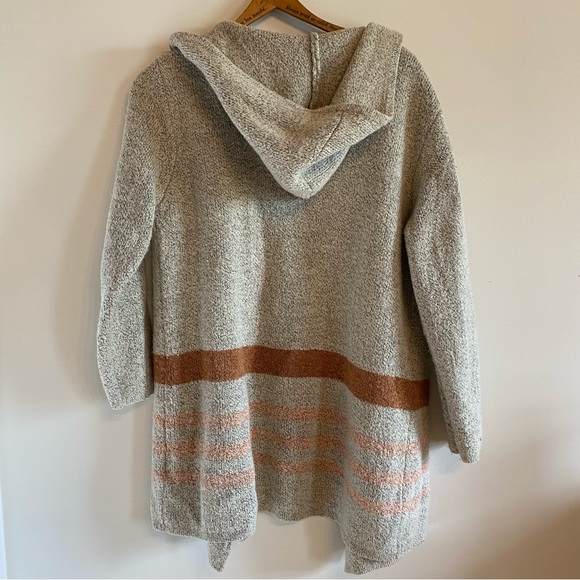 HOODED KNIT COLOUR-BLOCK CARDIGAN - Picture 2 of 4